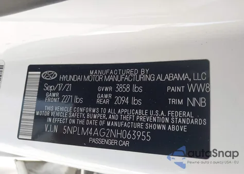 2022 Hyundai Elantra Sel from USA, damaged, VIN 5NPLM4AG2NH063955